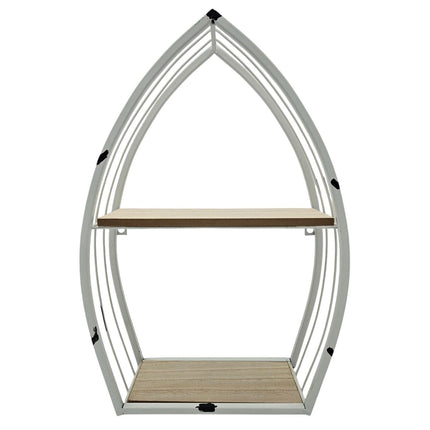 Regal Boot Weiß Wandregal Maritim Metall MDF-Holz 48x32x12 cm Dekoregal Shabby