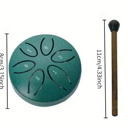 🌿 6-Ton Steel Tongue Drum – Mini Handpan aus Stahl in Grün