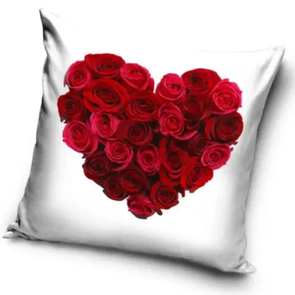 Valentinstag Kissenbezug: Rose Herz Liebe - 40cm x 40cm