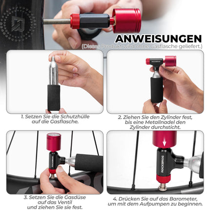 CO2 Fahrradpumpe Minipumpe für Presta & Schrader Ventile