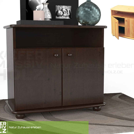 Claudia Kommode Sideboard aus 100% Bio Kiefer Massivholz | 2-Türig | 1 Regal