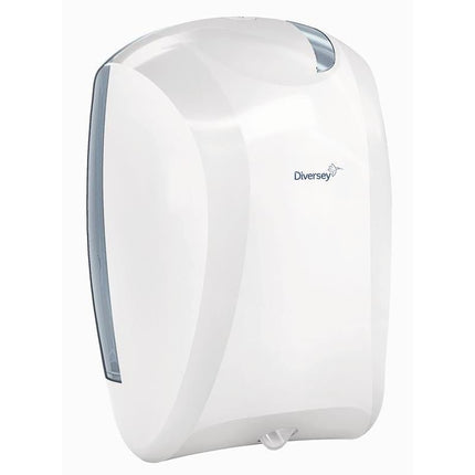 Papierrollenhalter mit Innenabwicklung - Midi, Spender für Wischtücher mit Innenabrollung; Material: Kunststoff; Farbe: weiß/transparent; Grösse: 35,2 x 24,3 x 24 cm (H x L x B) | Packung (1 Stück)