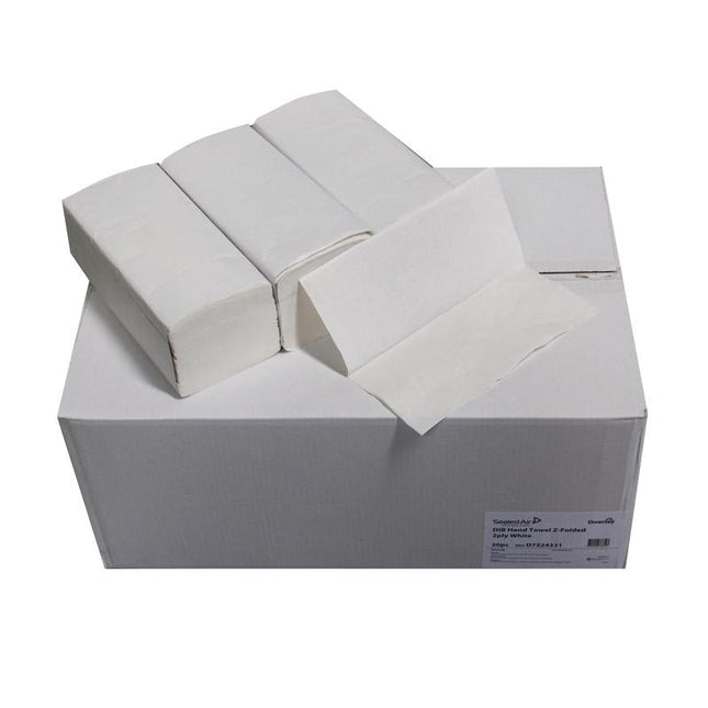 Falthandtücher V-Faltung 2-lagig naturweiß, Aus recyceltem Papier, passend für den Spender D1228913  | Karton (20 Packungen)
