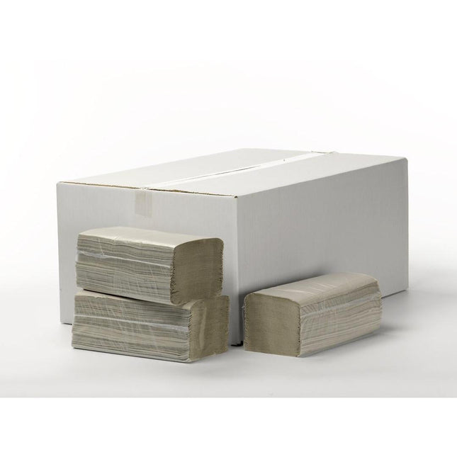 Falthandtücher ZZ-Faltung 1-lagig naturweiß, Aus recyceltem Papier, passend für die Spender D7525452 und D7525453  | Karton (20 Packungen)