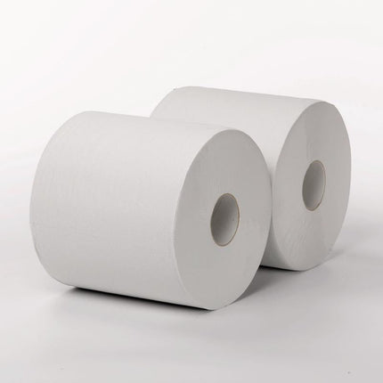Wischtuchrolle Maxi 2-lagig weiß 555m, Blattgröße 38 x 25 cm, 1460 Blatt pro Rolle | Packung (1 Rolle)