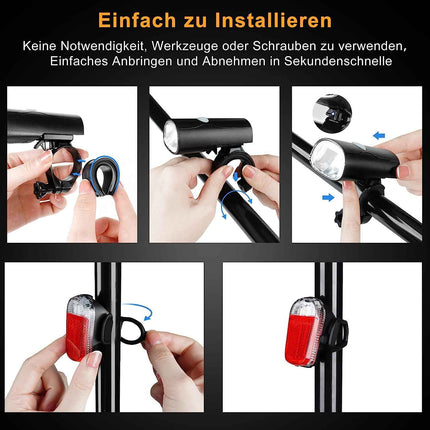 LED Fahrradlicht Set USB Akku 30/15 Lux StVZO Fahrradlampe Fahrradbeleuchtung
