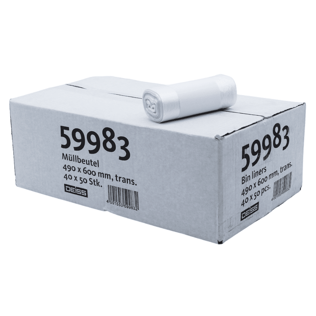 DEISS Müllbeutel aus HDPE, 59983, transparent - 30 Liter