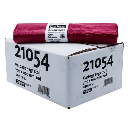 DEISS Abfallsäcke 120 Liter Typ 60, 21054, Rot