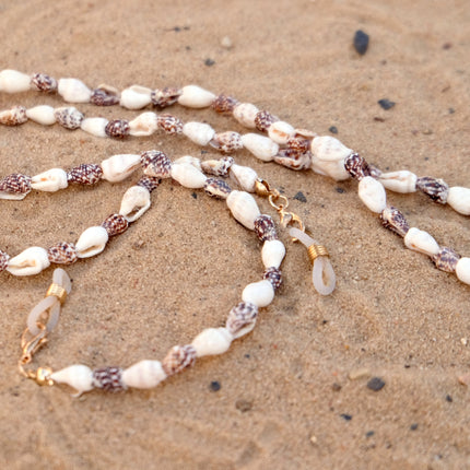 Muschel Brillenkette Weiss-Braun