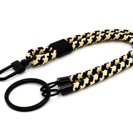 Schlüsselanhänger mit Karabiner Blau/Beige