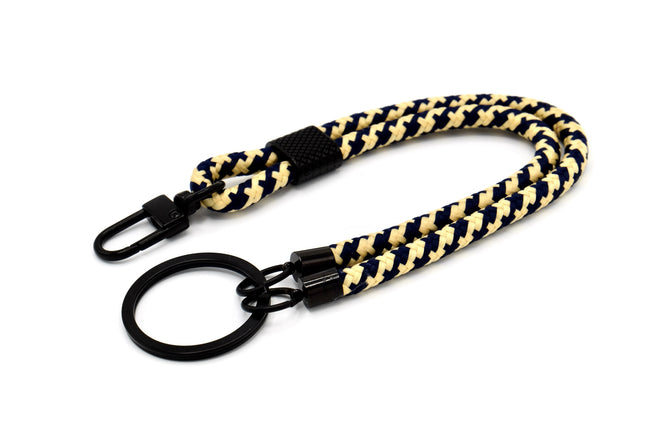 Schlüsselanhänger aus Seil mit Karabiner Blau/Beige