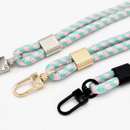 Schlüsselanhänger aus Seil mit Karabiner Rosa/Mint