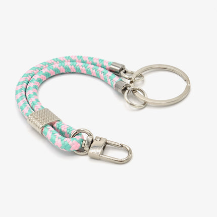 Schlüsselanhänger aus Seil mit Karabiner Rosa/Mint