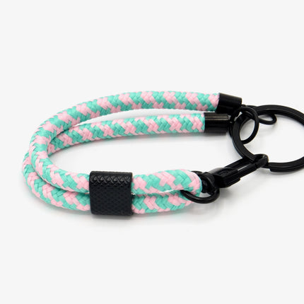 Schlüsselanhänger aus Seil mit Karabiner Rosa/Mint