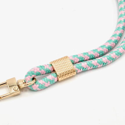 Schlüsselanhänger aus Seil mit Karabiner Rosa/Mint