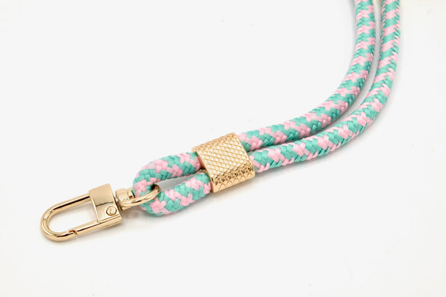 Schlüsselanhänger aus Seil mit Karabiner Mint-Rosa