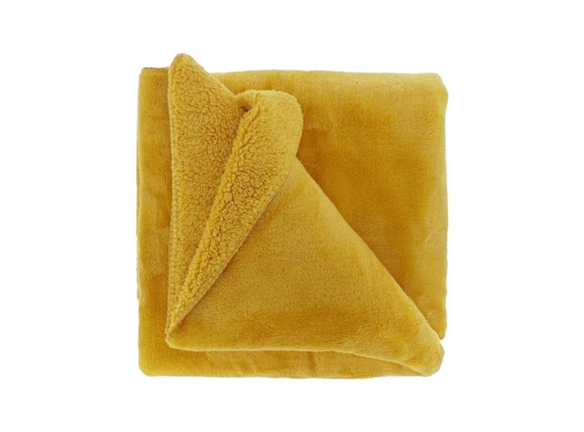 Teddy-Decke 150 x 200 cm » Kuscheldecke "Torvah" » Wohndecke strahlend gelb / mango » Couchdecke Teddy Fleece