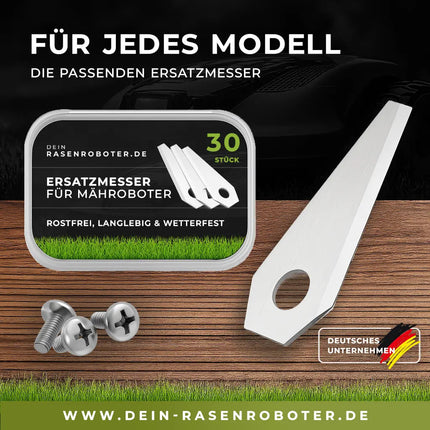 30 rostfreie Edelstahl Ersatz-Messer-Klingen für Bosch Indego S+ 400
