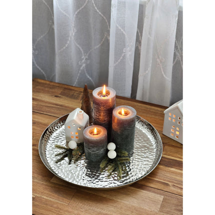 Teller silber Metallteller Deko Schale Hammerschlag Kerzenteller rund 37 cm