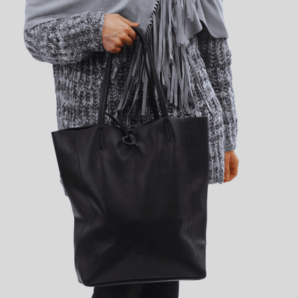 Leder Shopper mit Innentasche Schlammfarben