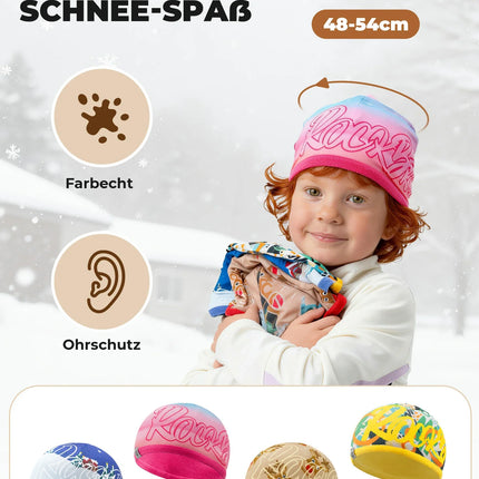 Doppelseitige Mütze für Kinder Weich Elastisch Winddicht 48-54cm
