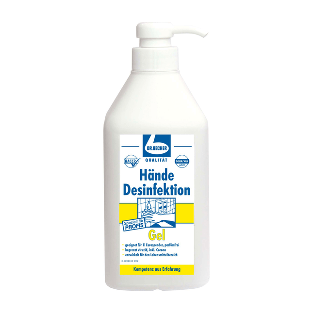 Dr. Becher Händedesinfektionsgel mit Dispenser - 1 Liter | Flasche (1 Stück)