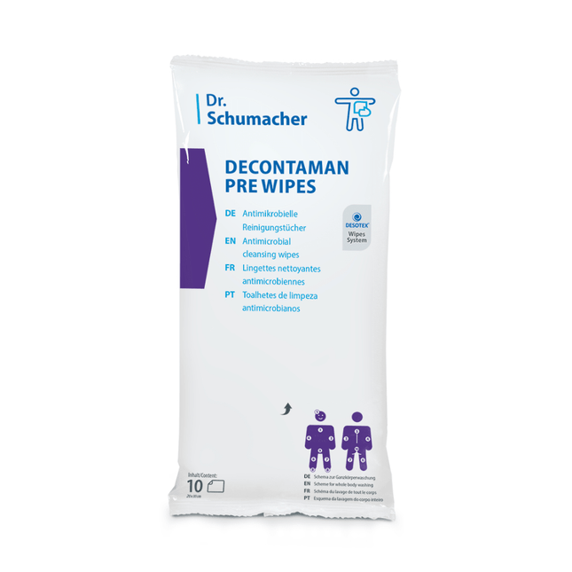 Dr. Schumacher Decontaman Pre Wipes Reinigungstücher | Packung (10 Tücher)