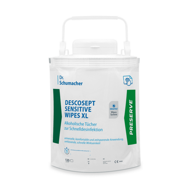 Dr. Schumacher Descosept Sensitive Wipes XL - Einweg Tuchspender | Spender (120 Tücher)