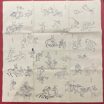 Furoshiki mit Chuju Giga Tier-Motiv Rot
