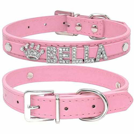 Edles Hundehalsband personalisiert mit Glitzersteinen + Symbol