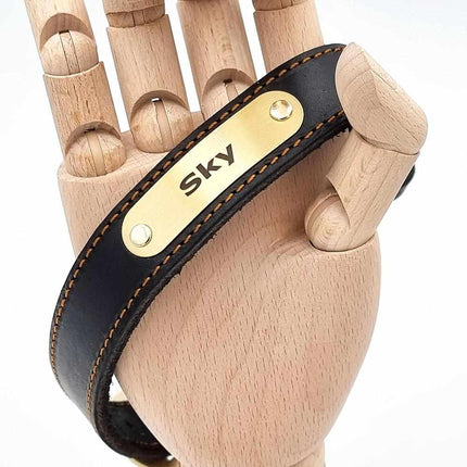 Edles Hundehalsband aus Rindsleder mit Gravur Name und Telefon