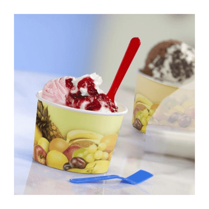 Starpak Eisbecher To Go Pappe rund 100 ml Ø 7 cm · 5,3 cm "Früchte" | Schrumpffolie (200 Stück)