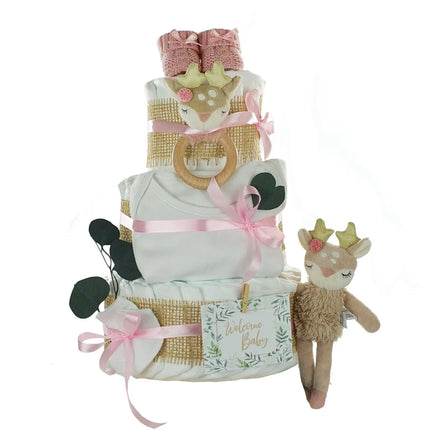 Windeltorte Mädchen mit Name bedruckt | REH ELLA | rosa