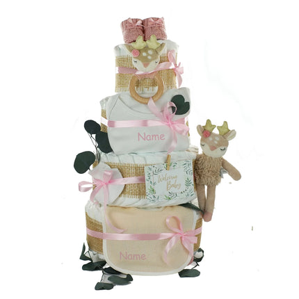 Windeltorte Mädchen mit Name bedruckt | REH ELLA | rosa