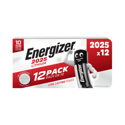 Energizer Knopfzelle CR 2025 3V 163 mAh Lithium | Packung (12 Stück)