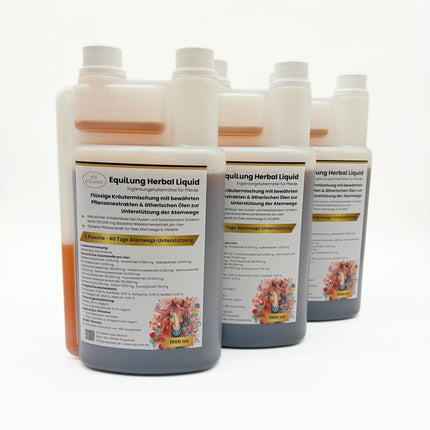 Vorteilspaket 3 × EquiLung Herbal Liquid – Flüssiges Ergänzungsfuttermittel für Pferde bei beanspruchten Atemwegen