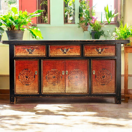 Vintage Asia Orientalische Kommode Sideboard Schrank "Fire" - Art. 34372-2