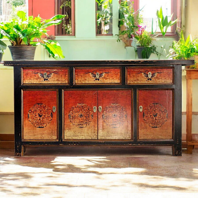 Vintage Asia Orientalische Kommode Sideboard Schrank "Fire" - Art. 34372-2