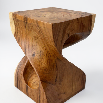 Holzhocker - Beistelltisch Blumenhocker Ablagetisch - Unikat Handgefertigt  - Gedreht aus massivem Samanholz - 45x30x30 cm