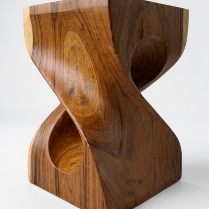 Holzhocker - Beistelltisch Blumenhocker Ablagetisch - Unikat Handgefertigt  - Gedreht aus massivem Samanholz - 45x30x30 cm