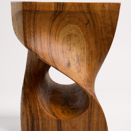 Holzhocker - Beistelltisch Blumenhocker Ablagetisch - Unikat Handgefertigt  - Gedreht aus massivem Samanholz - 45x30x30 cm