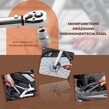Fahrrad Drehmomentschlüssel Set 2-24 Nm, Multifunktionales Reparaturwerkzeug