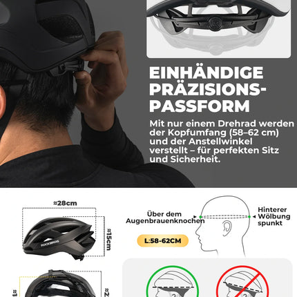 Fahrradhelm 58-62cm Leichtgewicht 240g Antibakteriell
