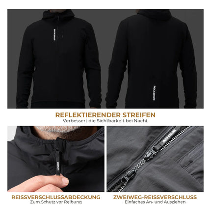 Fahrradjacke Herren Warm Winddicht Wasserabweisend Mit Fleece Reflektierend
