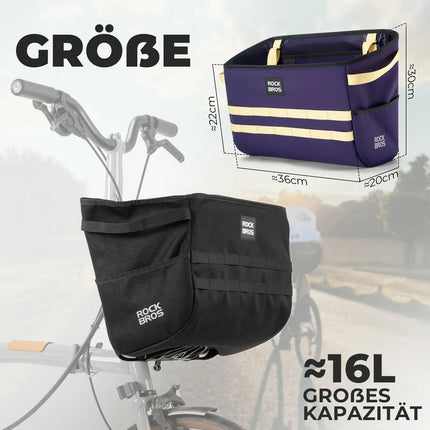 Fahrradlenkertasche für Brompton Faltradkorbtasche Fronttasche 16L