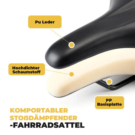 Fahrradsattel Ergonomisch, Komfortabel & Atmungsaktiv, Hochdichter PU-Schaum