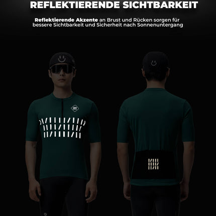 Fahrradtrikot Kurzarm Herren Atmungsaktives und Schnelltrocknend Jersey Reflektierende