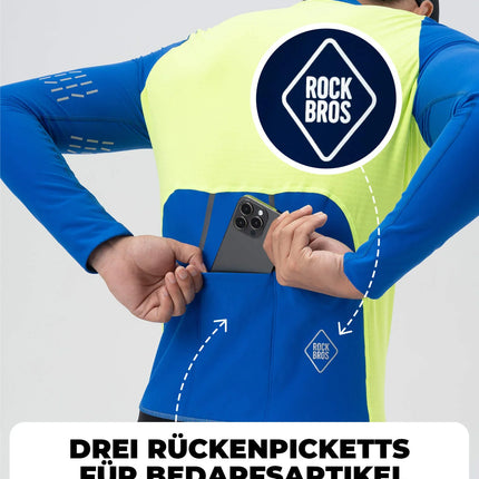 Fahrradtrikot Langarm Herren Winter Warm Fleece Radtrikot Atmungsaktiv Elastisch Mit 3 Taschen und Reflektierend