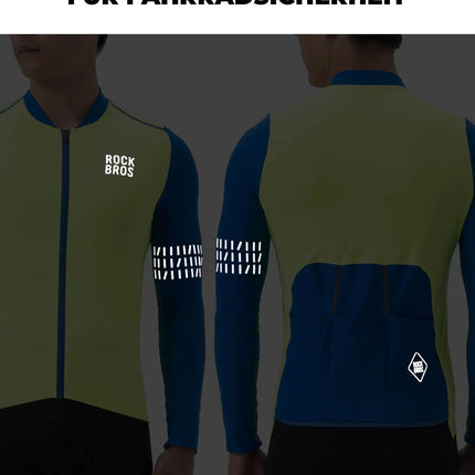Fahrradtrikot Langarm Herren Winter Warm Fleece Radtrikot Atmungsaktiv Elastisch Mit 3 Taschen und Reflektierend