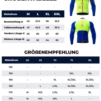 Fahrradtrikot Langarm Herren Winter Warm Fleece Radtrikot Atmungsaktiv Elastisch Mit 3 Taschen und Reflektierend
